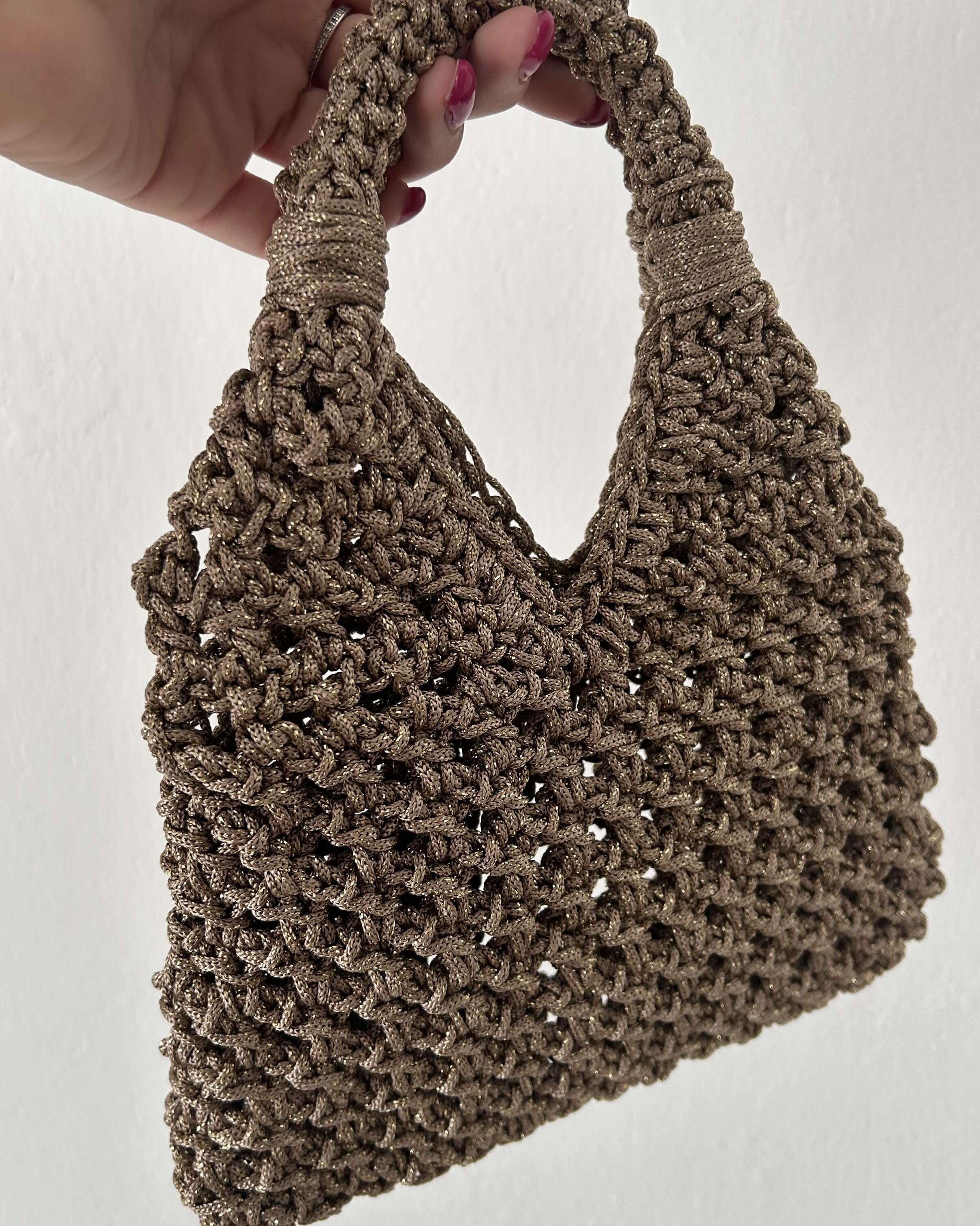 Kit borsa Gemma all'uncinetto con cordino lurex – mini bag gioiello completa