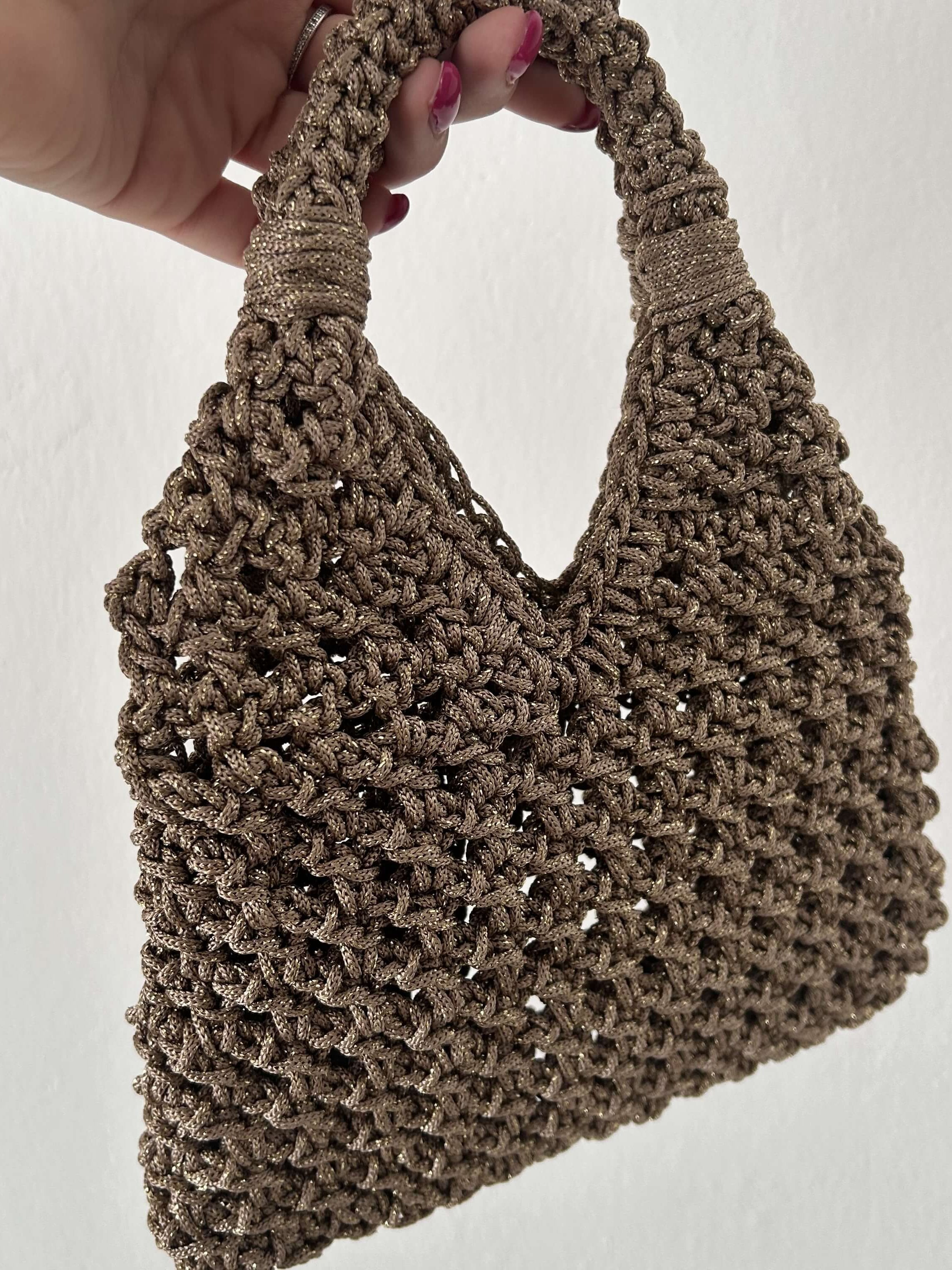 Kit borsa Gemma all'uncinetto con cordino lurex – mini bag gioiello completa