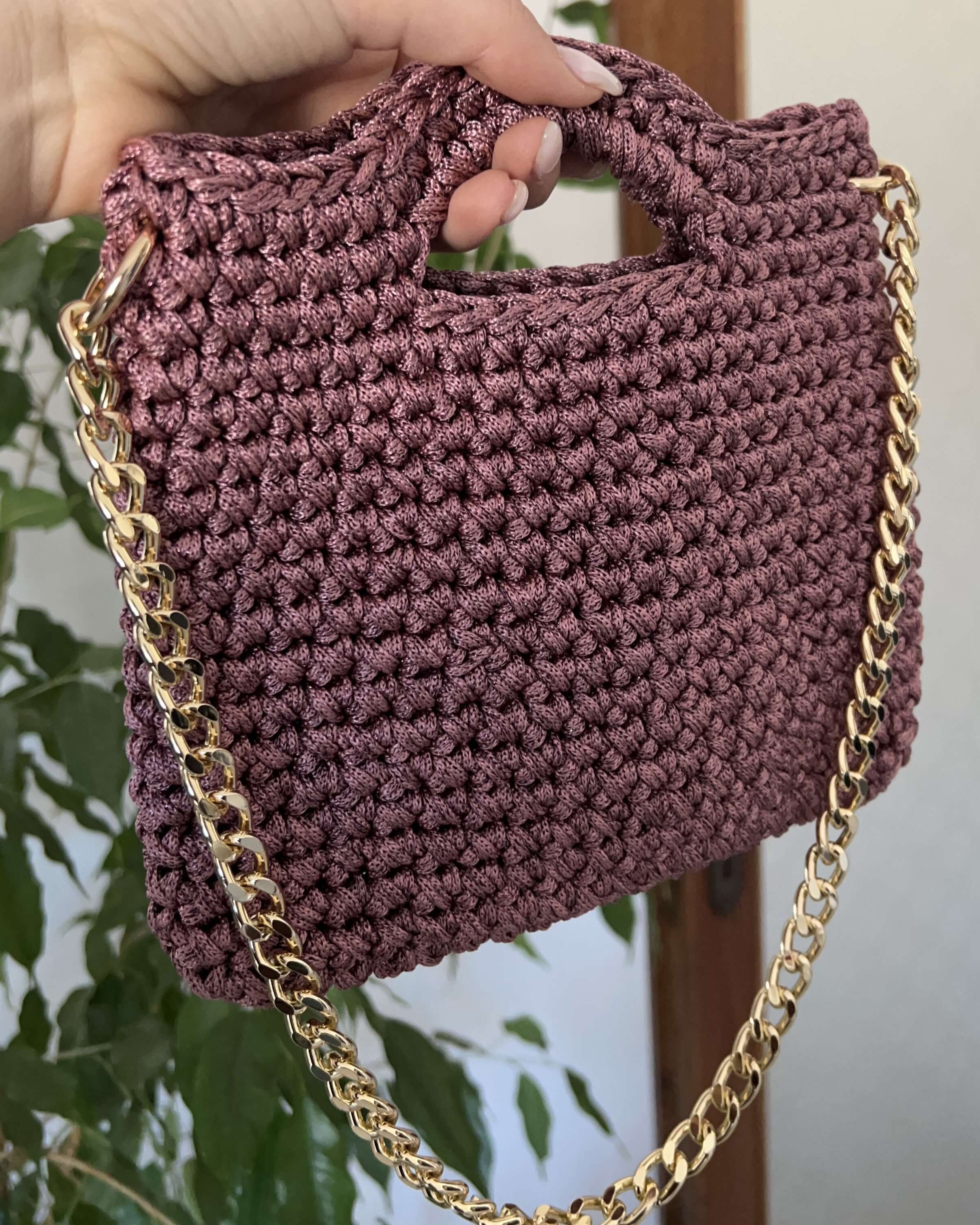 Kit borsa Carola all'uncinetto con cordino lurex – shopping bag per principianti