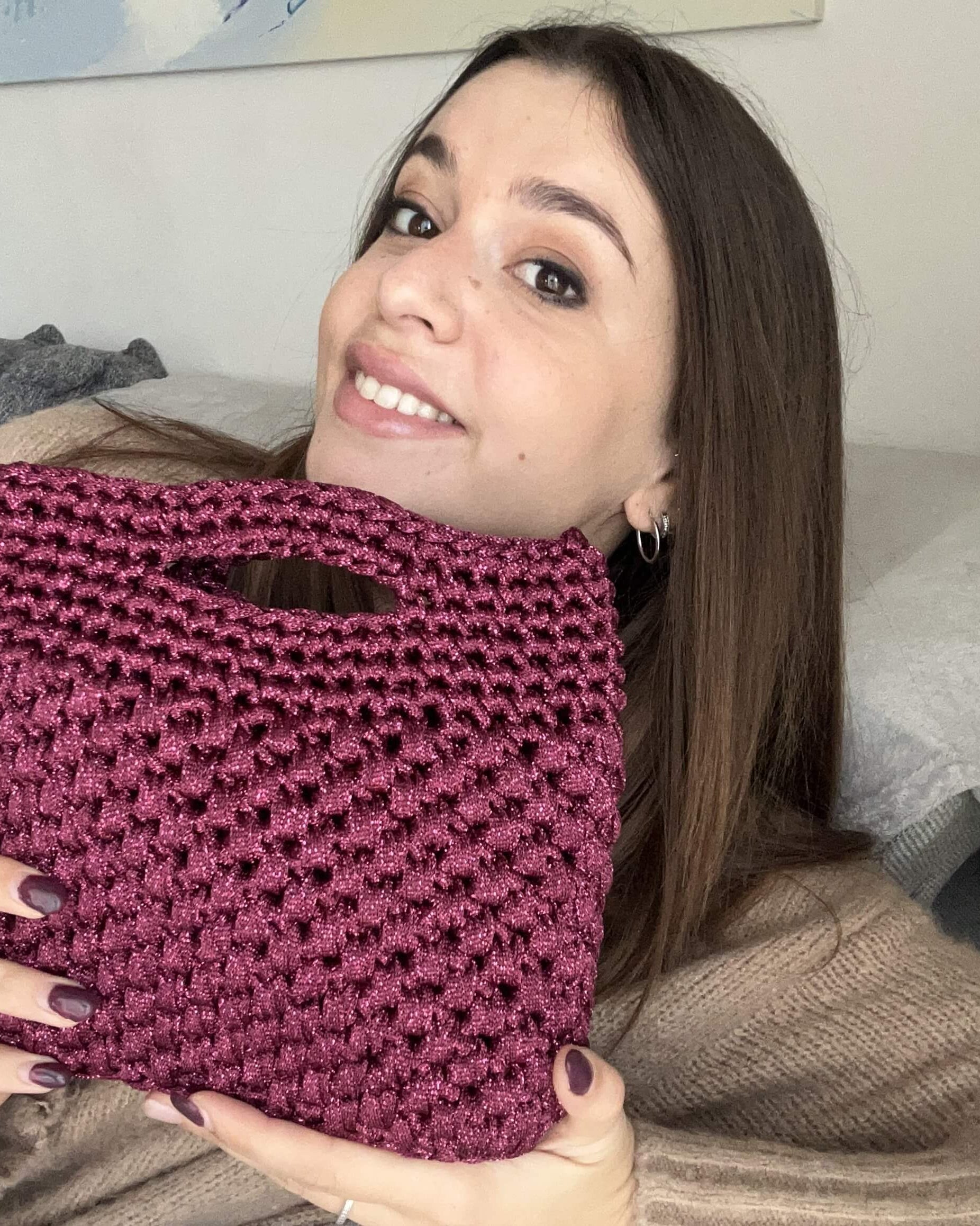 Kit borsa Marlena all'uncinetto con pandorino lurex – borsa gioiello elegante