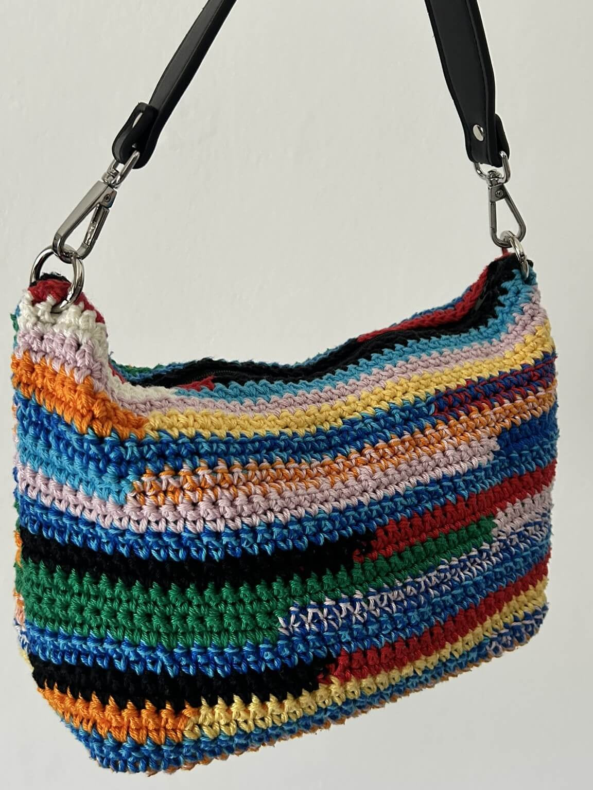 Tutorial borsa Multicolor all'uncinetto in cotone colorato – video passo passo
