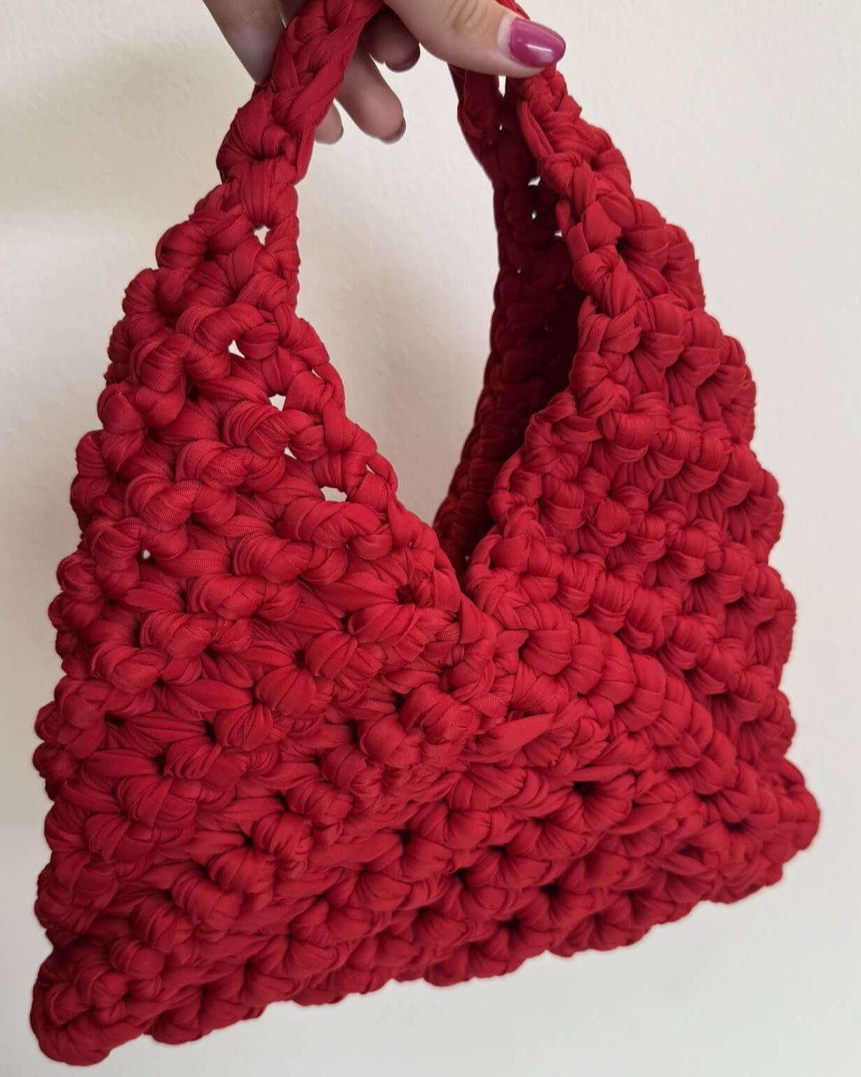 Kit borsa Rossella all'uncinetto con fettuccia lycra a quadri – borsa a spalla handmade