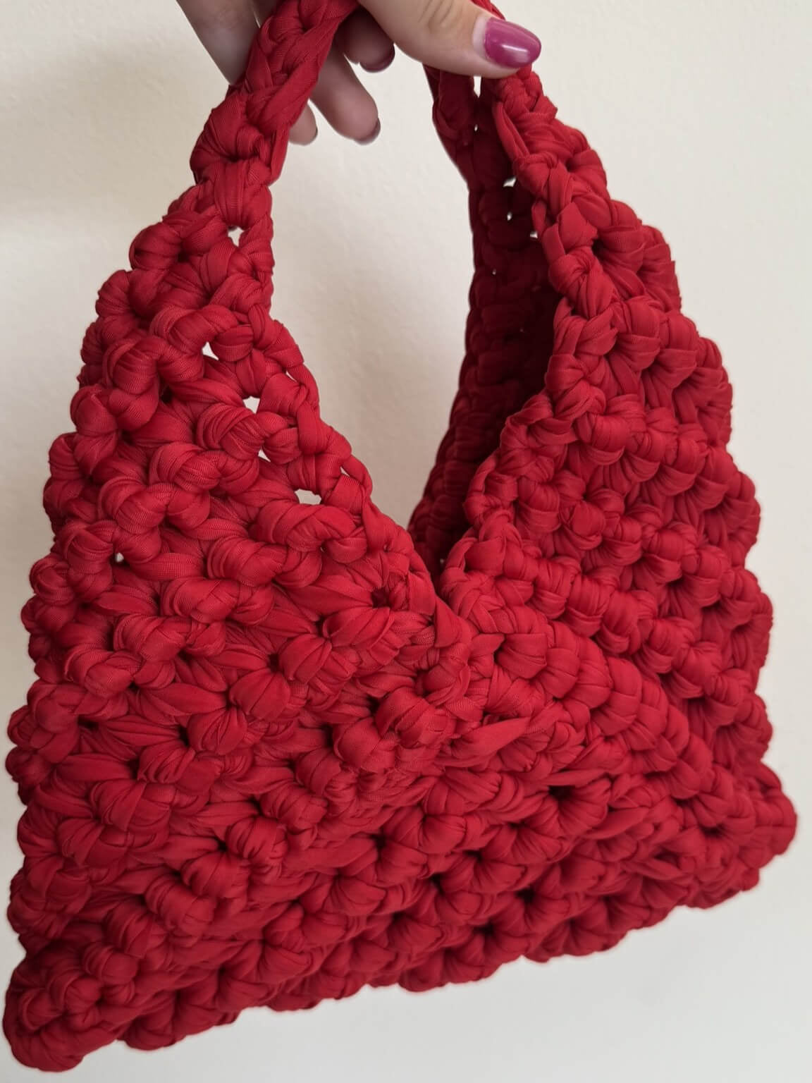 Kit borsa Rossella all'uncinetto con fettuccia lycra a quadri – borsa a spalla handmade