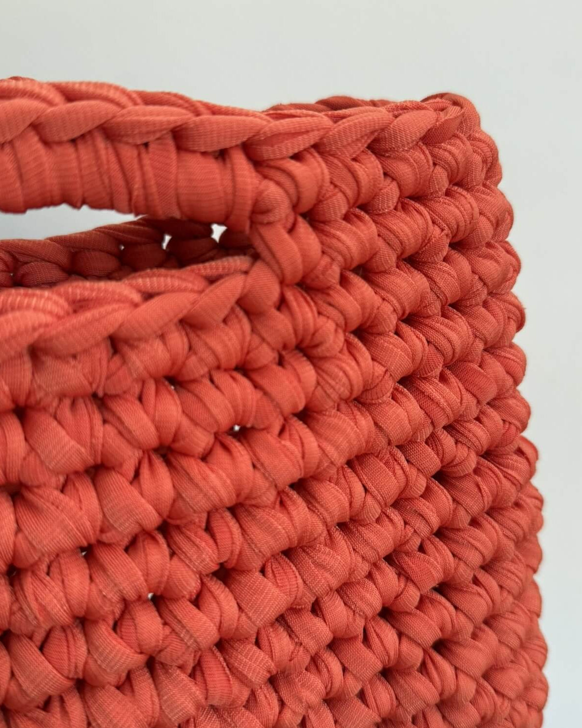 Kit borsa uncinetto arancione con fettuccia lycra e tutorial incluso