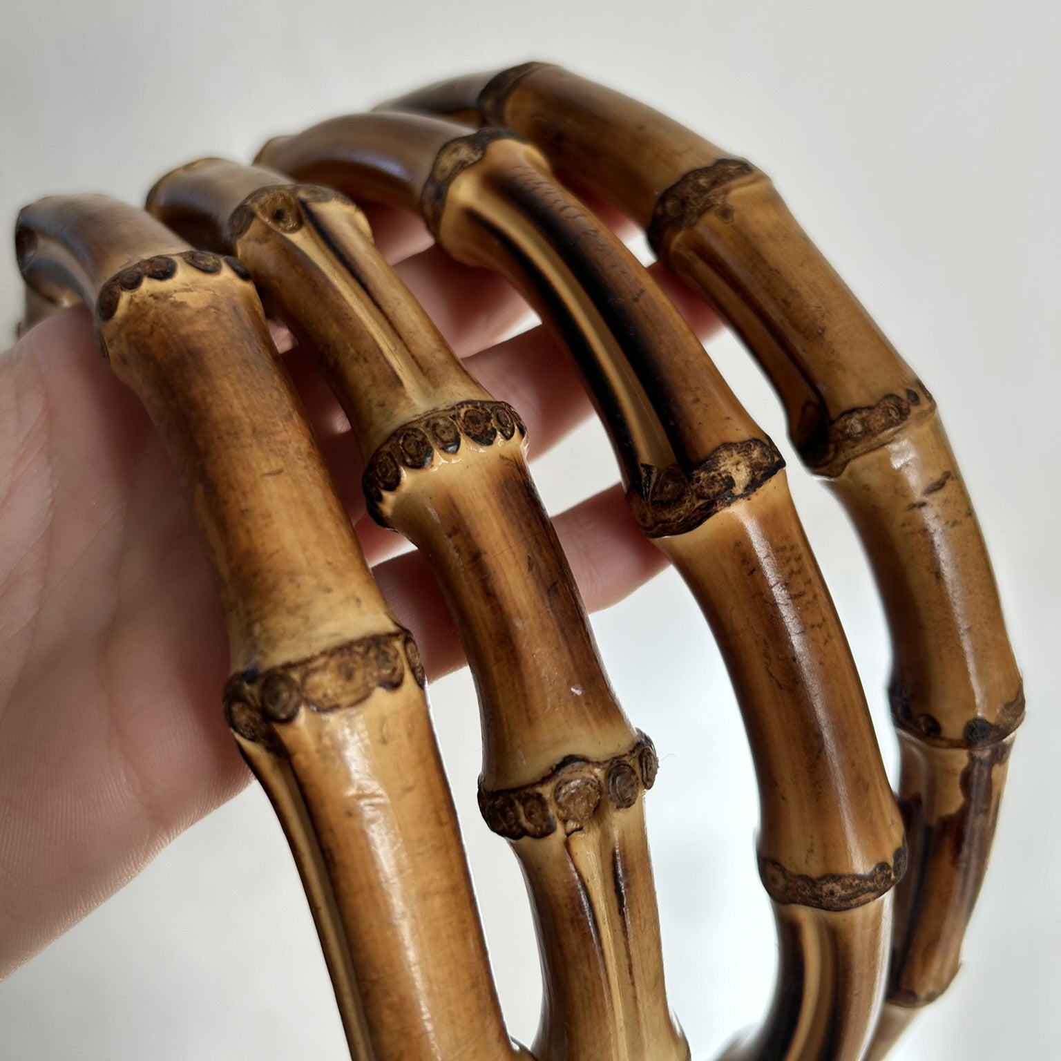 Coppia di manici in vero bambù da aggiungere alle creazione di borse all'uncinetto