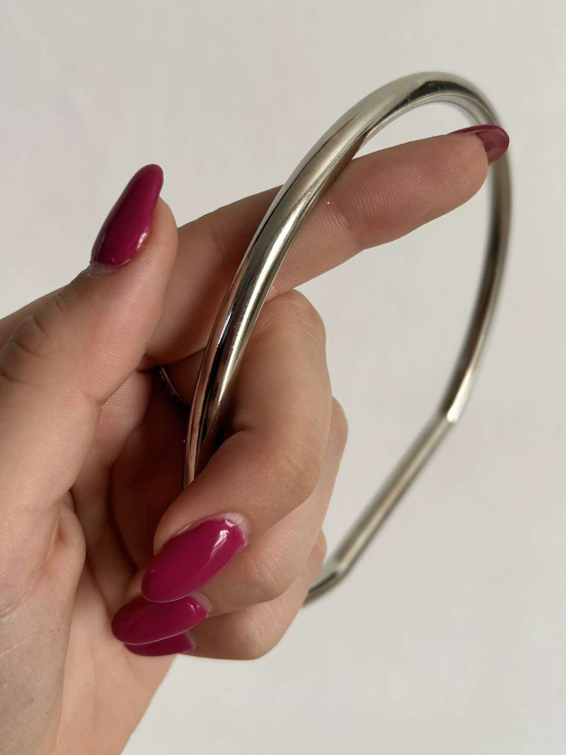 Manico ad anello semicircolare in metallo argento per borse all'uncinetto