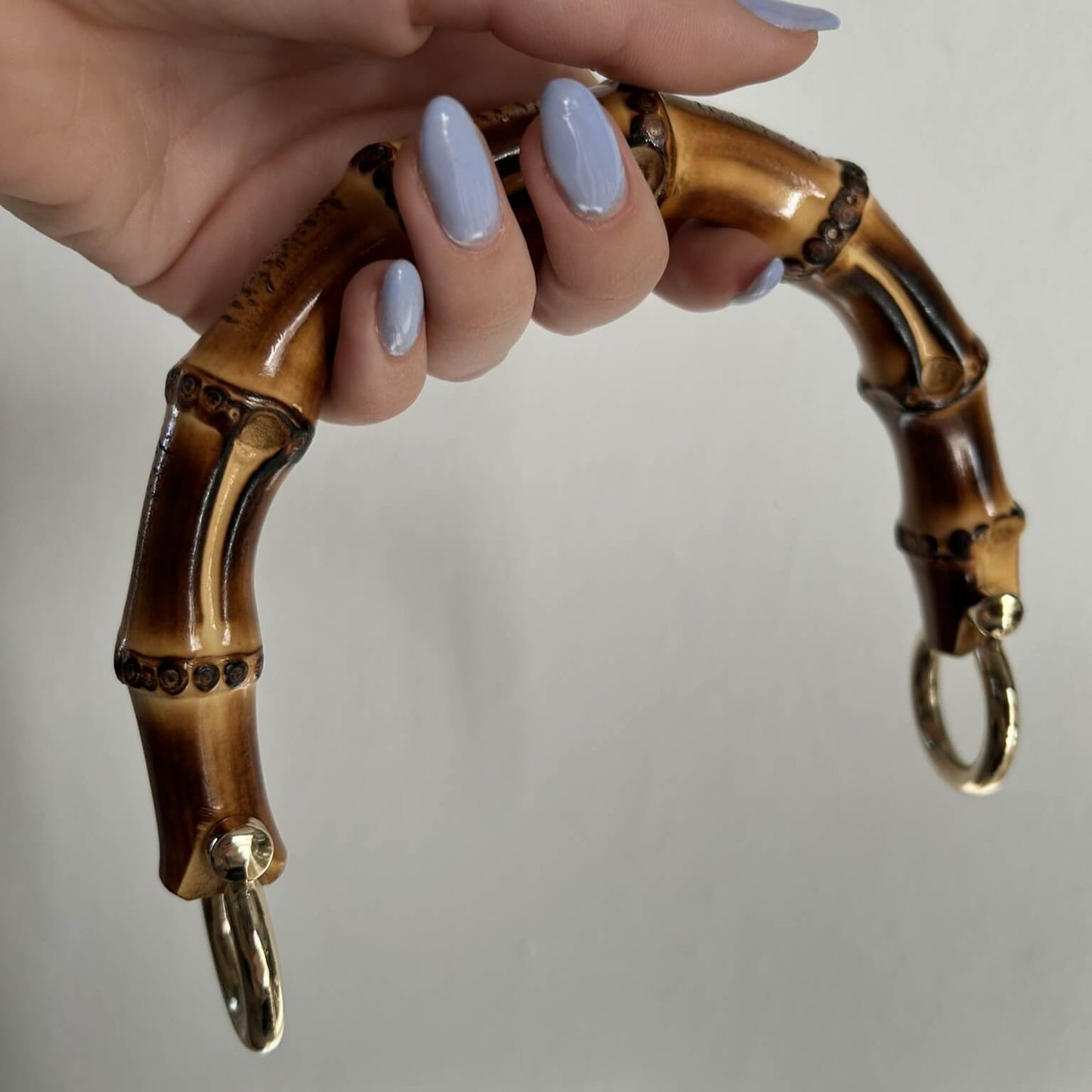 Coppia di manici in vero bambù da aggiungere alle creazione di borse all'uncinetto