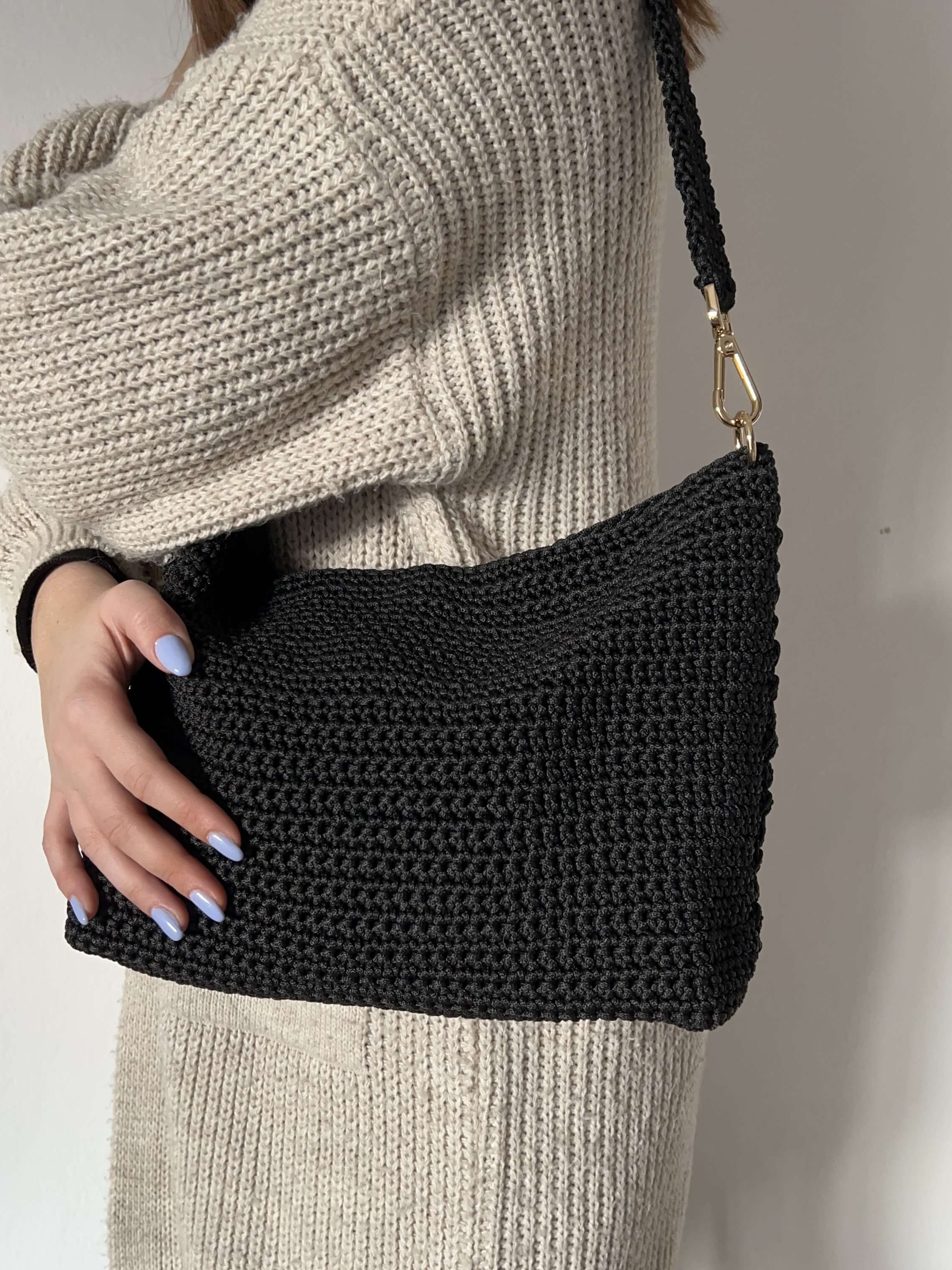 Tutorial borsa Flaminia tracolla all'uncinetto con cordino classico – schema e video