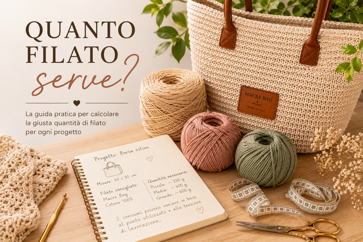 Gomitoli di filato per borsa all'uncinetto Macrè Bag: come calcolare la quantità per ogni modello