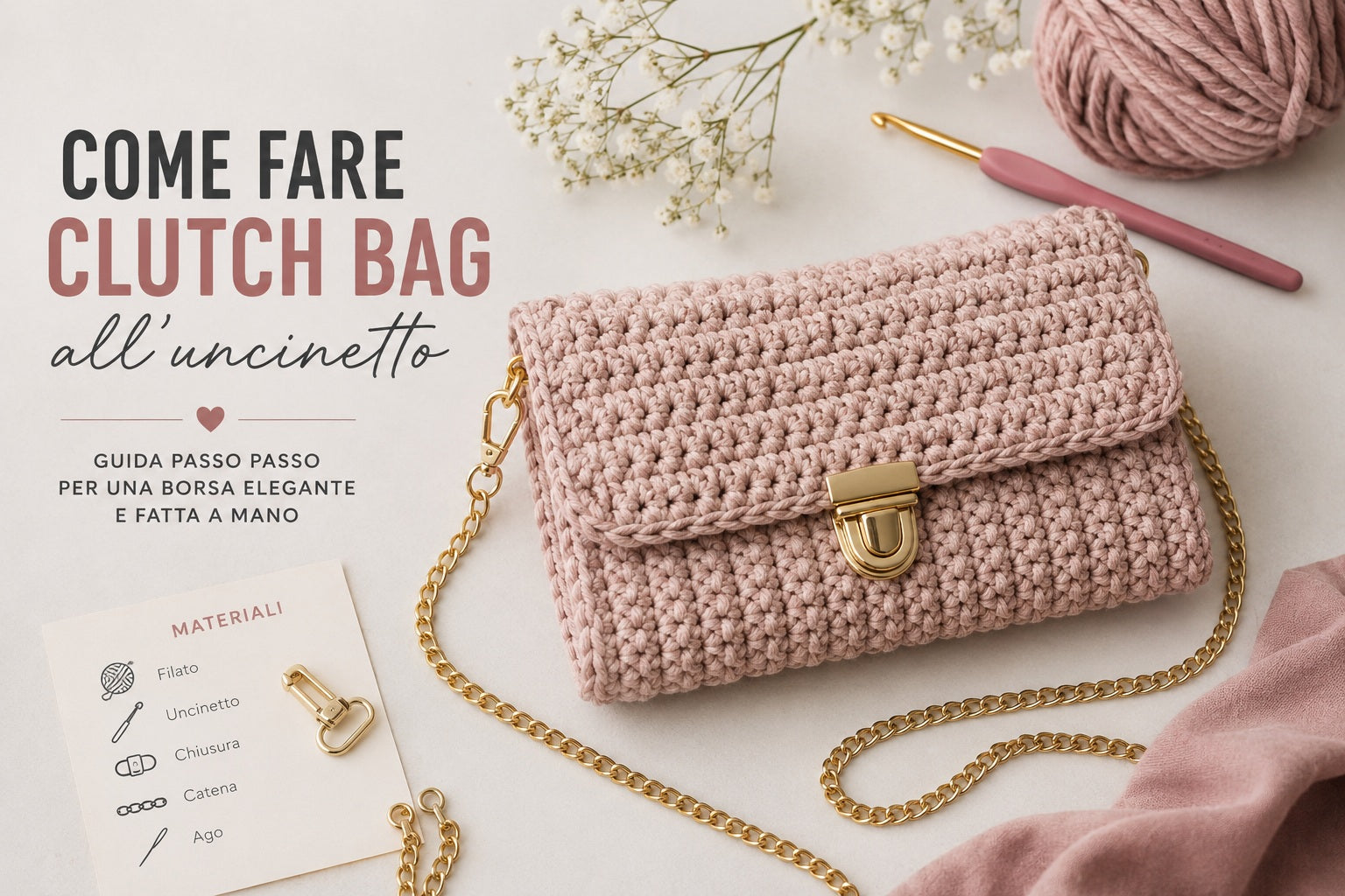 Clutch bag all'uncinetto Macrè Bag fatta a mano — borsa elegante per cerimonie, matrimoni e occasioni speciali