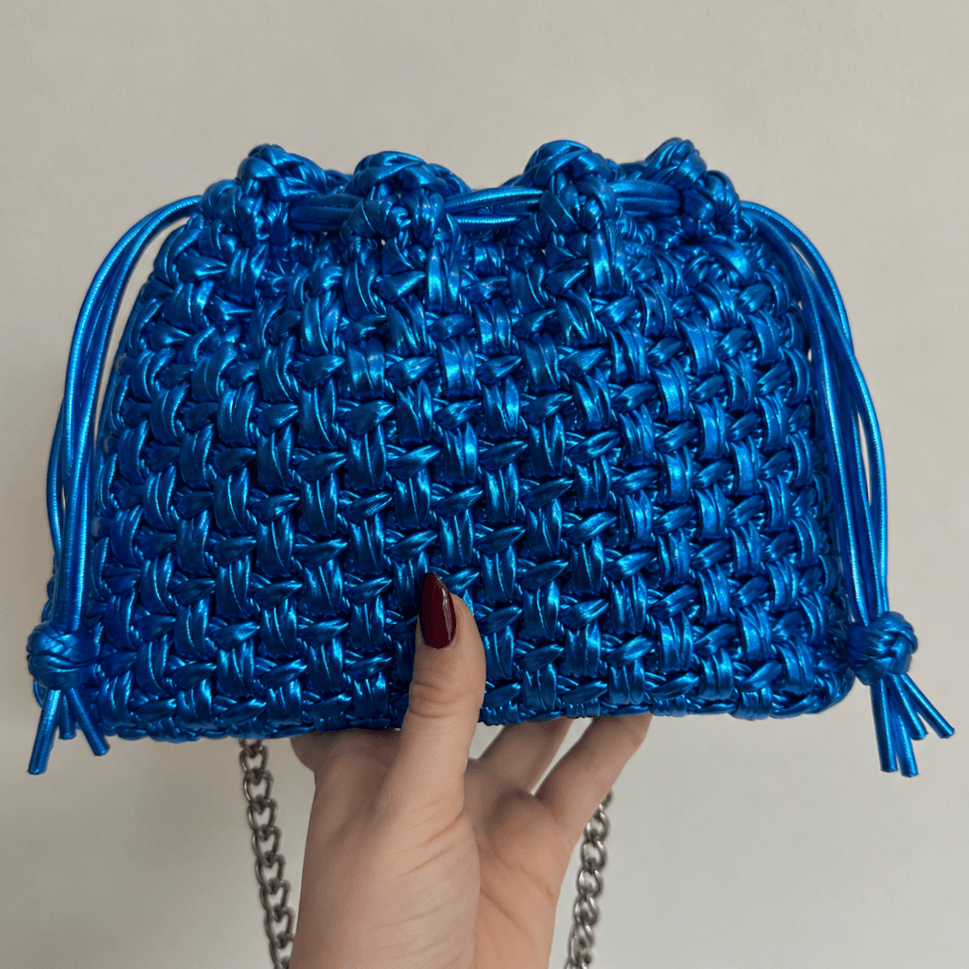 Kit Pouch Bag all'uncinetto con catena in metallo – pochette elegante fatta a mano