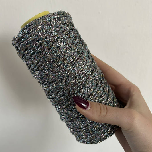 Cordino cristallo lurex multicolore per borse all'uncinetto - filato tubolare Made in Italy