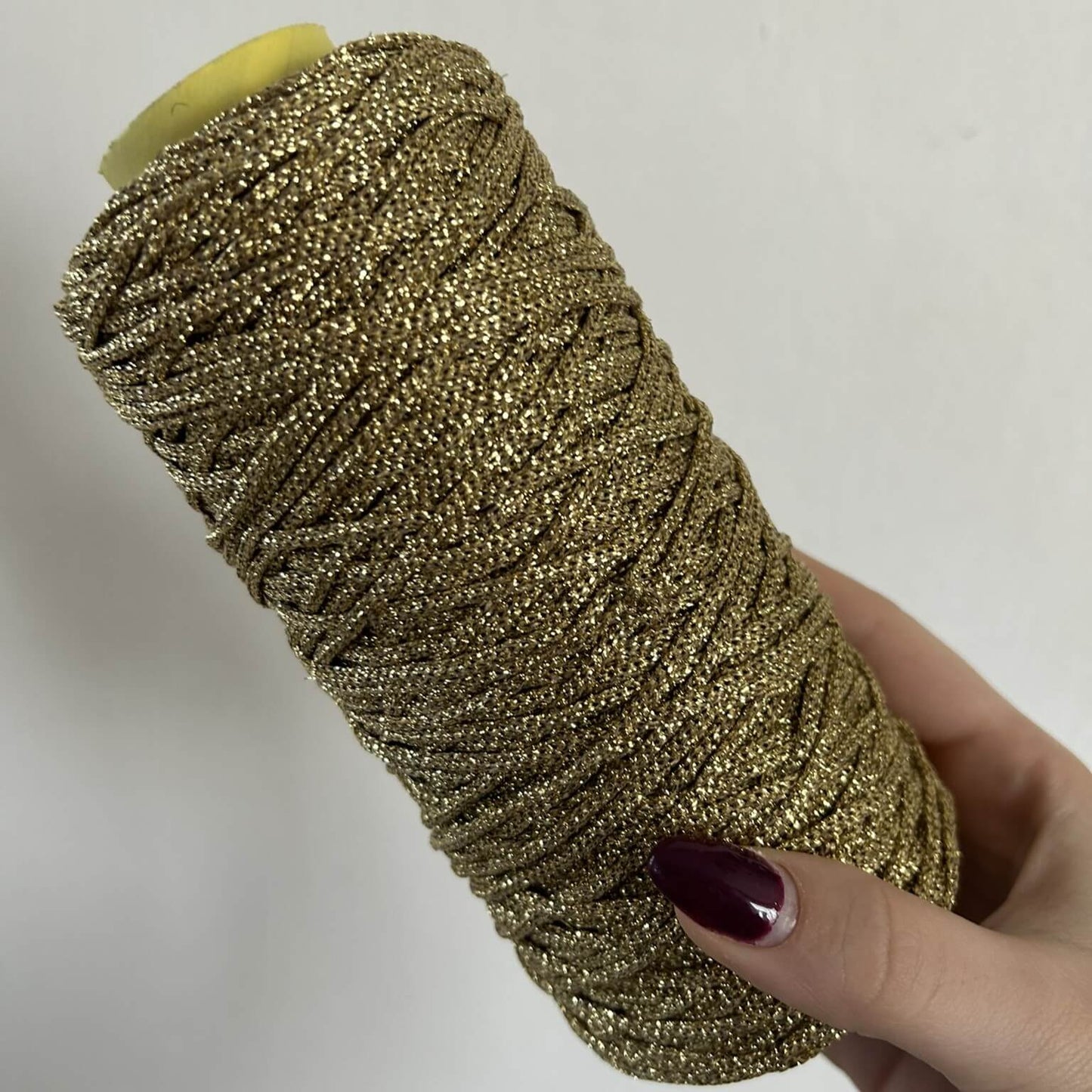 Cordino cristallo lurex in color oro per borse all'uncinetto - filato tubolare Made in Italy