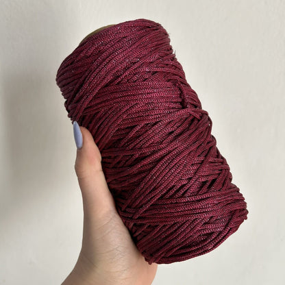 Cordino lurex bordeaux per borse all’uncinetto  – filato tubolare Made in Italy