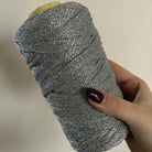 Fettuccia lurex in tulle brillante dal colore argento per borse all’uncinetto -filato tubolare Made in Italy