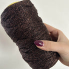 Fettuccia lurex in tulle brillante dal colore cioccolato per borse all’uncinetto -filato tubolare Made in Italy