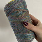 Fettuccia lurex in tulle brillante per borse all’uncinetto -filato tubolare Made in Italy