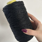 Fettuccia lurex in tulle brillante dal colore nero per borse all’uncinetto -filato tubolare Made in Italy