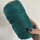 Fettuccia lurex in tulle brillante dal colore turchese per borse all’uncinetto -filato tubolare Made in Italy