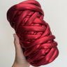 Marshmallow lucido rosso 300g per borse uncinetto – filato voluminoso effetto metallico