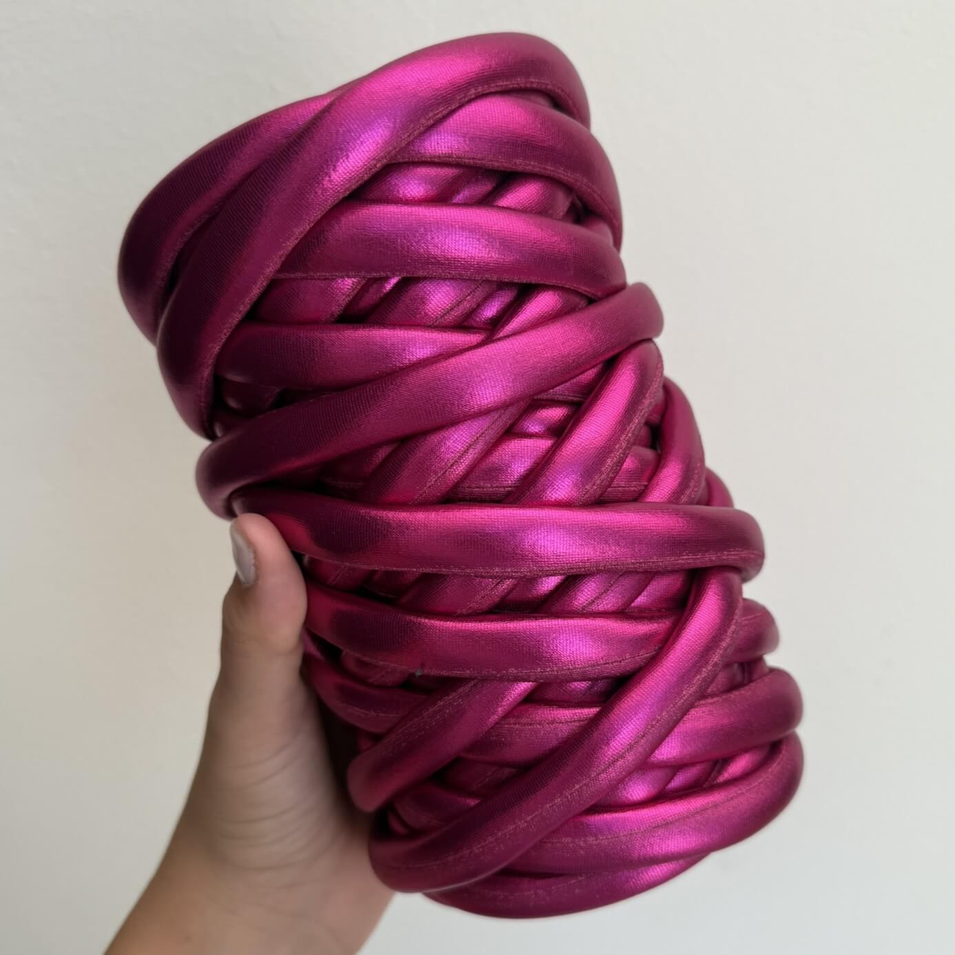 Marshmallow lucido fucsia 300g per borse all'uncinetto – filato brillante colorato handmade