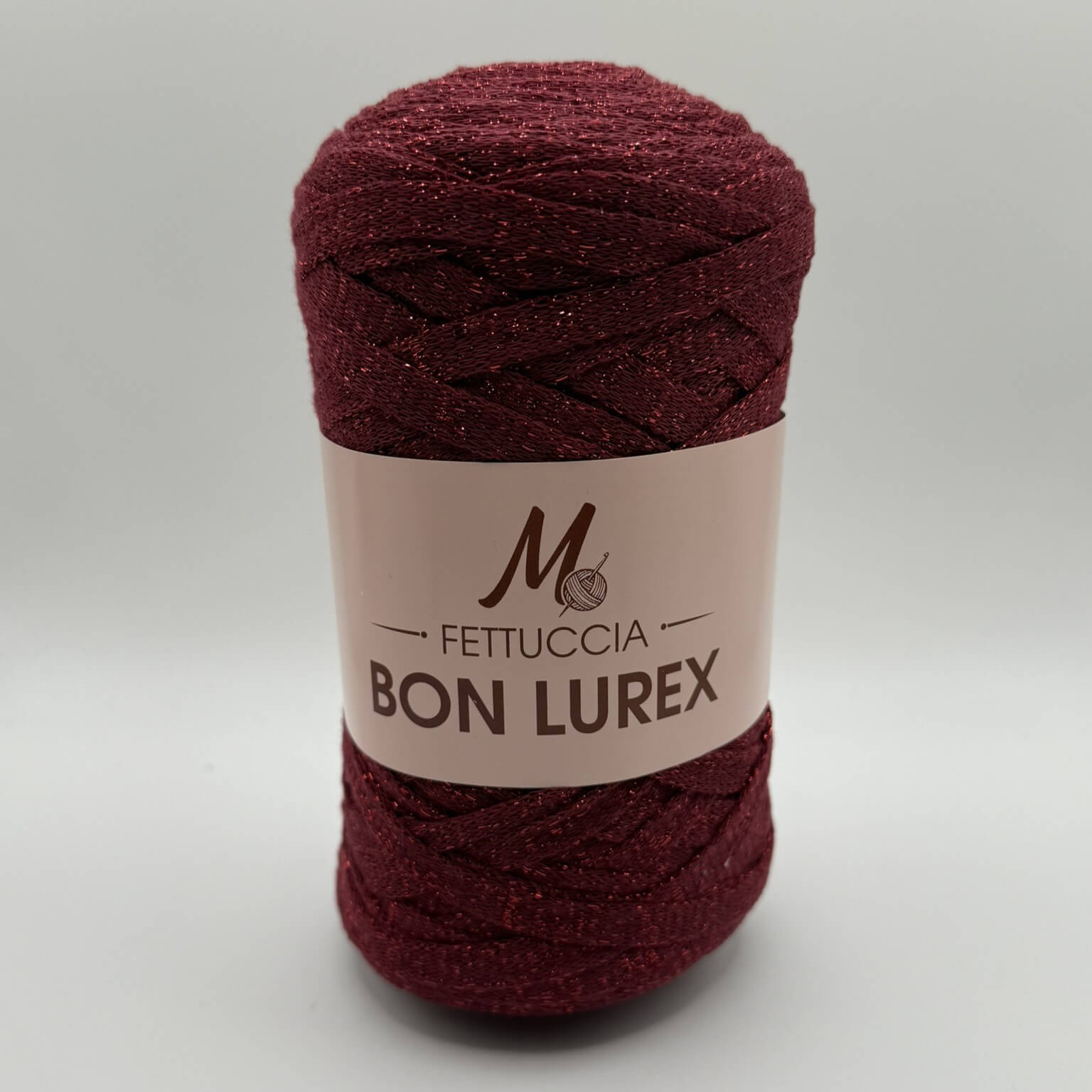 Fettuccia Bon Lurex 250g bordeaux brillante per borse all'uncinetto – filato lurex morbido