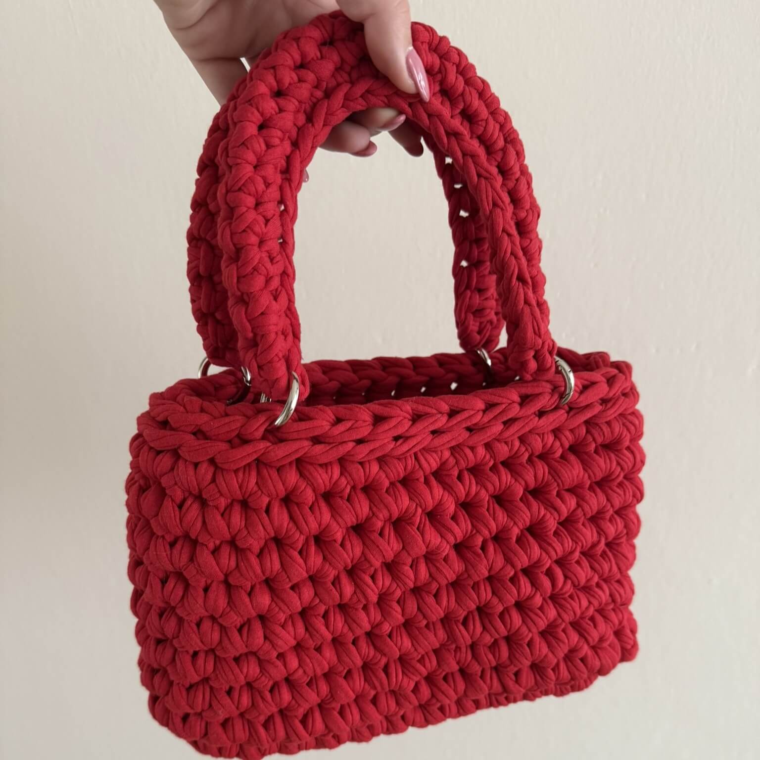 Kit borsa Mia all'uncinetto con Fettuccia Prime e anello moschettone – borsa a mano handmade