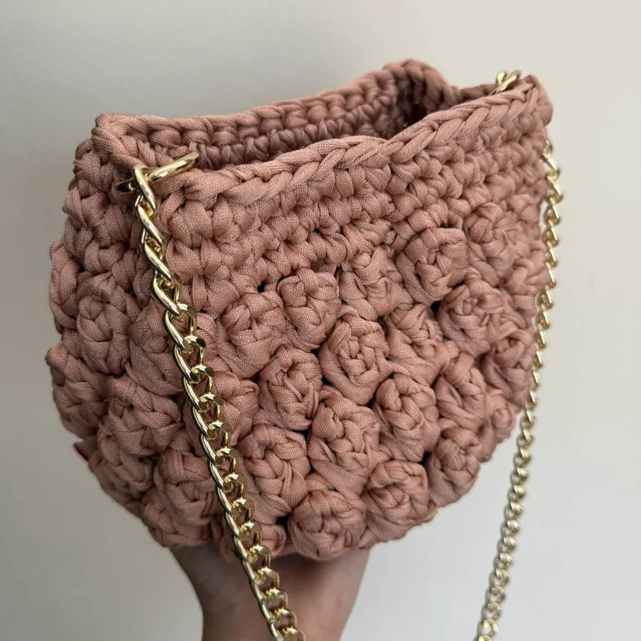Kit borsa Jasmine all'uncinetto con fettuccia cordino – borsa a spalla handmade