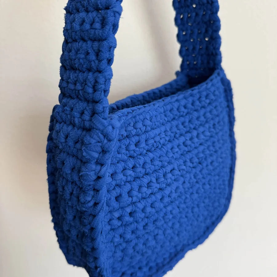 Kit borsa Vivienne all'uncinetto con fettuccia pizza velluto – borsa invernale handmade
