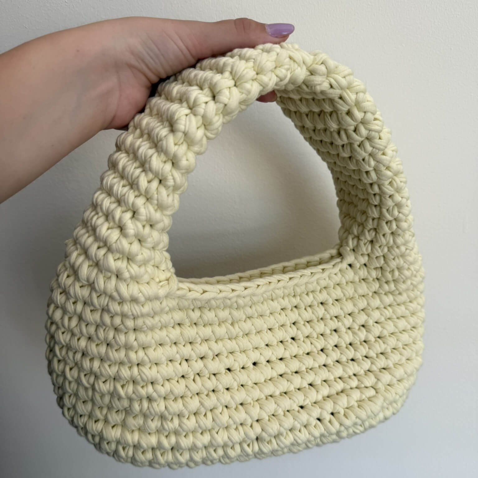 Kit borsa Carla all'uncinetto con fettuccia cotone – borsa a spalla ecosostenibile handmade