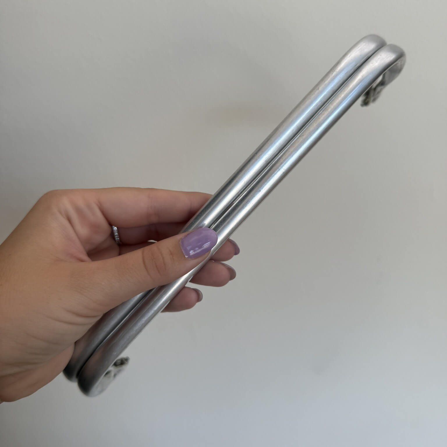 Chiusura molla 26cm argento per borsa uncinetto grande – meccanismo sicuro e robusto
