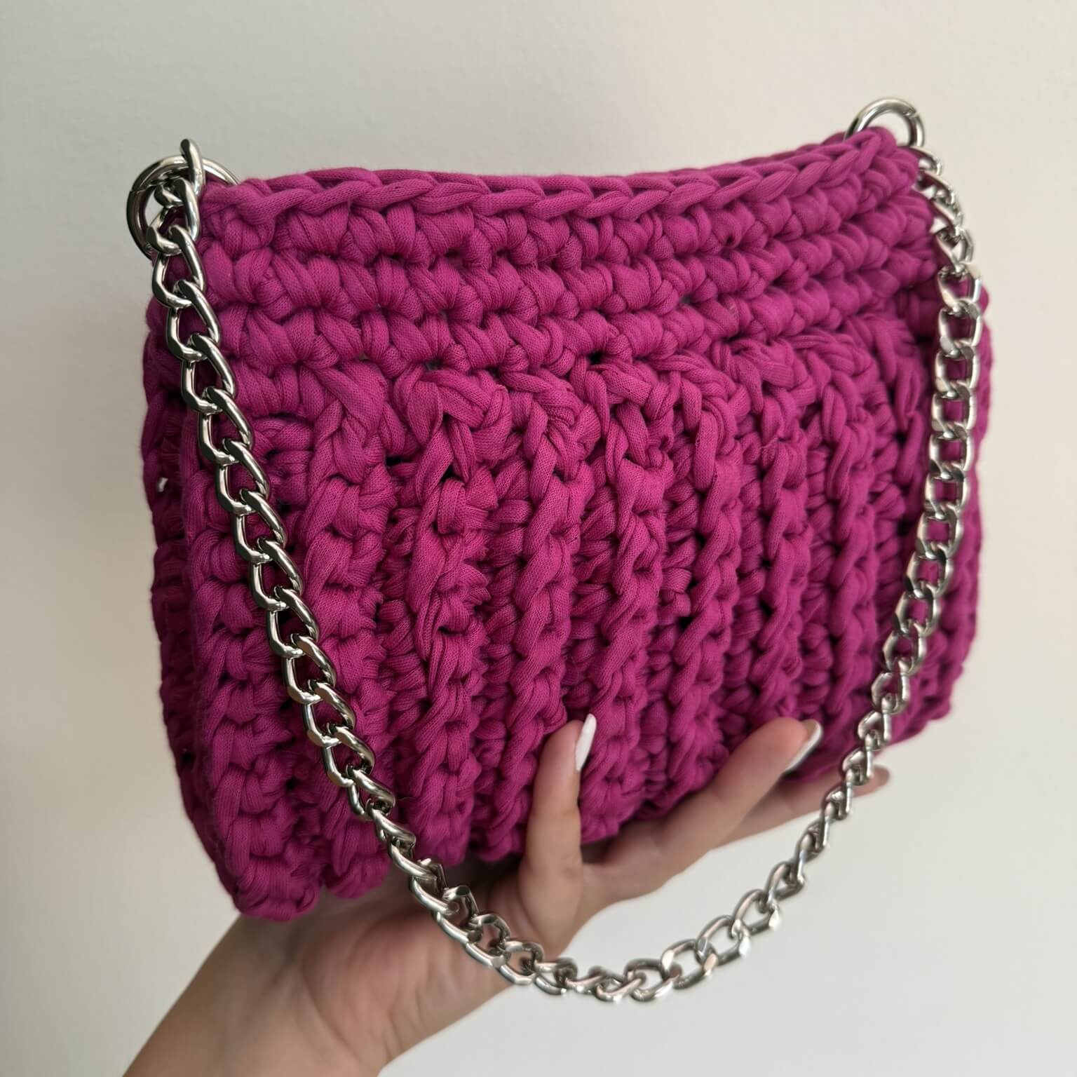 Kit borsa Serafina all'uncinetto con fettuccia cotone – borsa a spalla handmade
