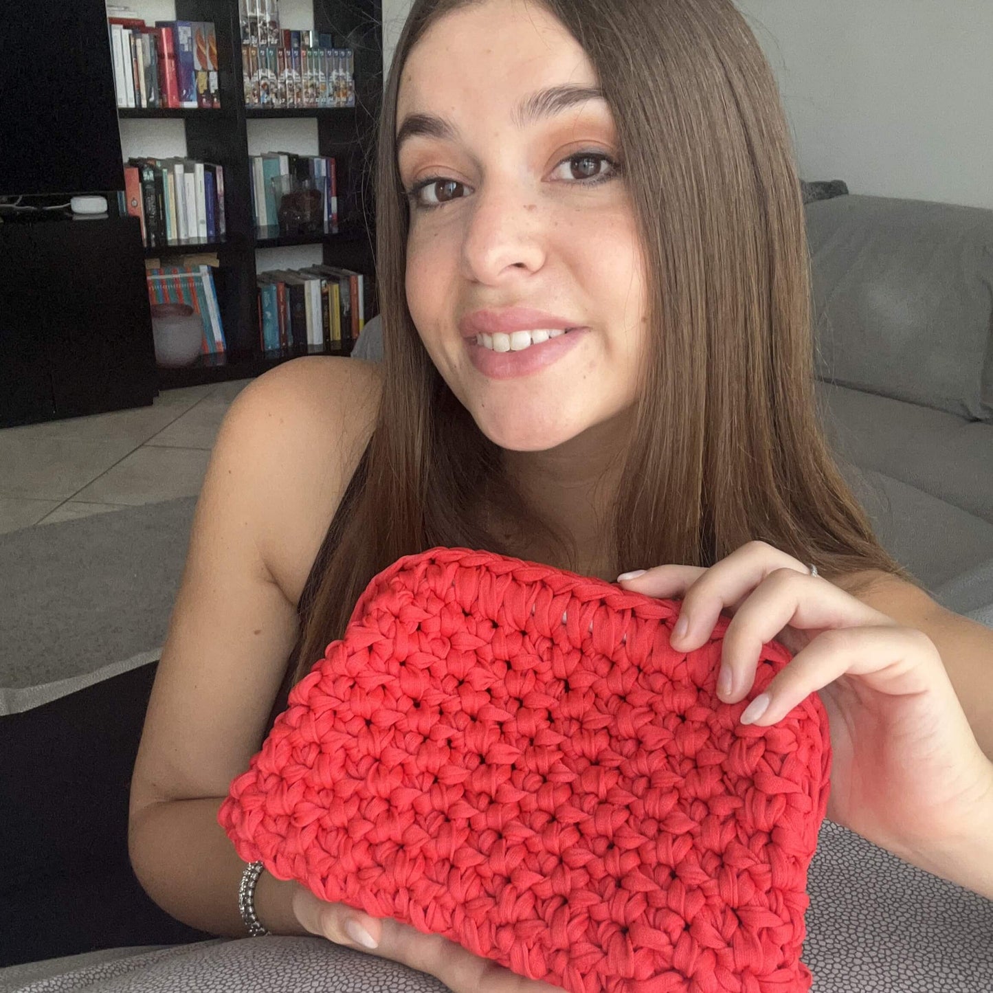 Kit completo per realizzare una clutch bag con fettuccia in cordino e una chiusura a molla 