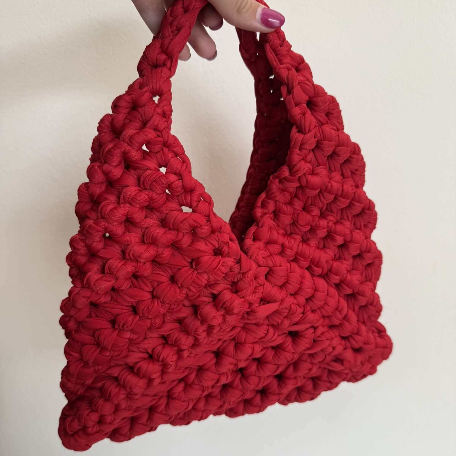 Kit borsa Rossella all'uncinetto con fettuccia lycra a quadri – borsa a spalla handmade