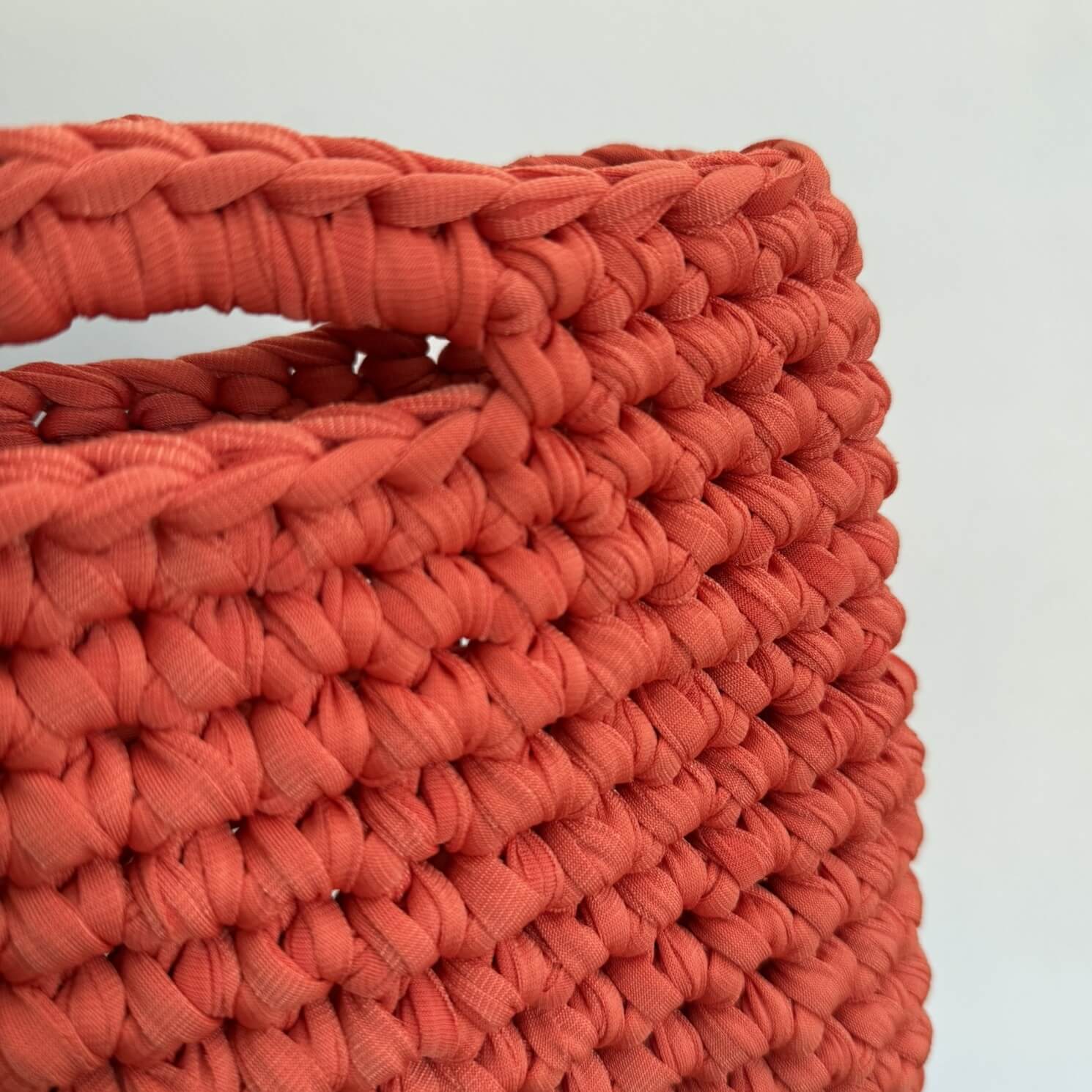 Kit borsa uncinetto arancione con fettuccia lycra e tutorial incluso