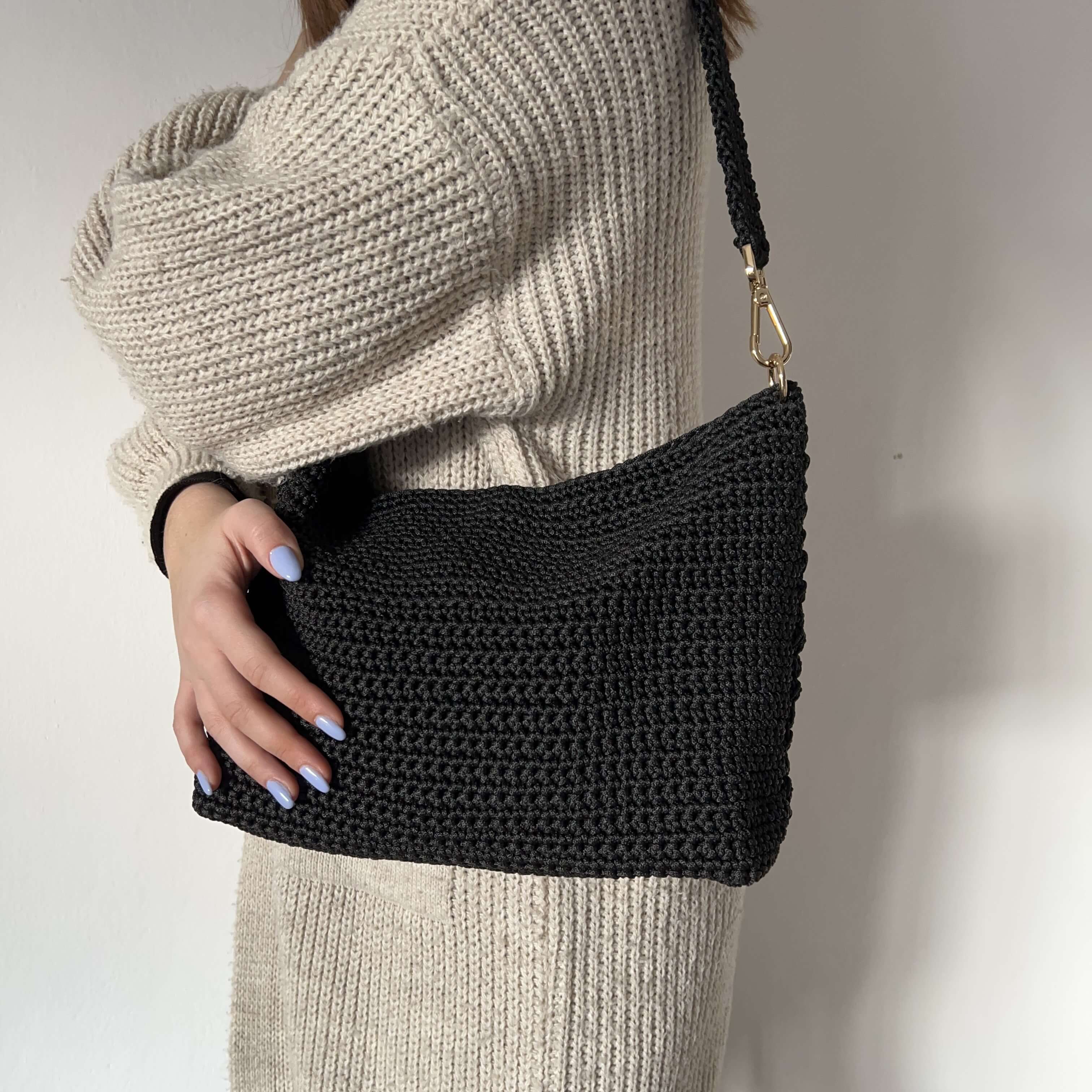 Tutorial borsa Flaminia tracolla all'uncinetto con cordino classico – schema e video