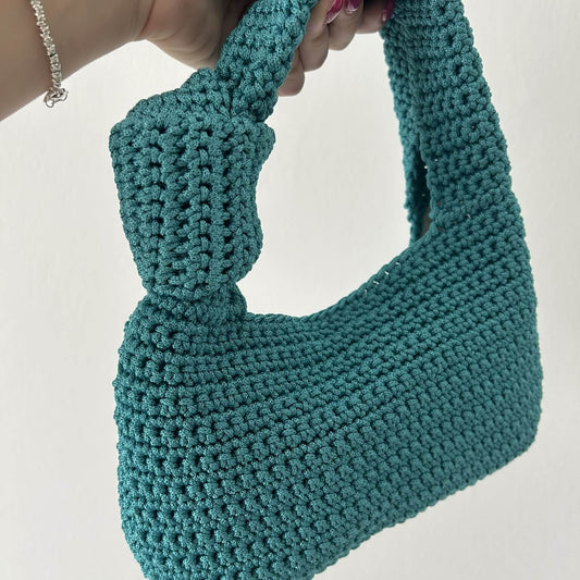 Kit completo per realizzare borsa a mano con nodo all'uncinetto