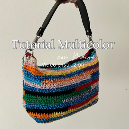 Video tutorial e istruzioni scritte per realizzare una borsa all'uncinetto